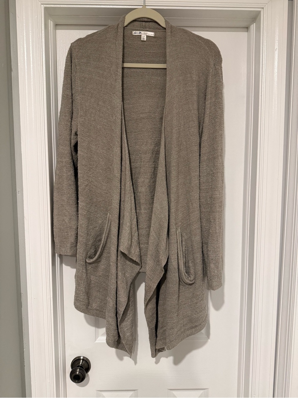 Seven7 Taupe Open-Front Draped Cardigan size Large
